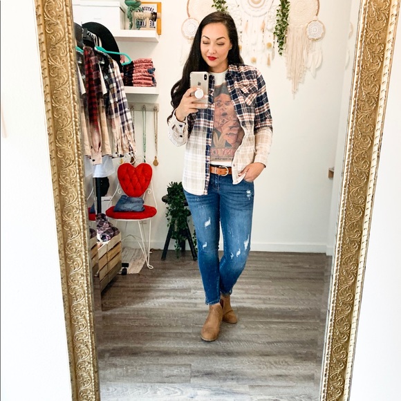 Blue & Orange Bleached Flannel - Picture 3 of 6